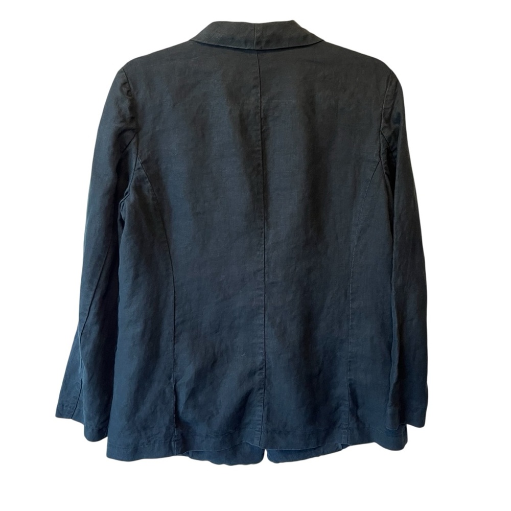 J Jill Linen blazer jacket M Single button Black Pockets Breathable Lightweight - Picture 2 of 8